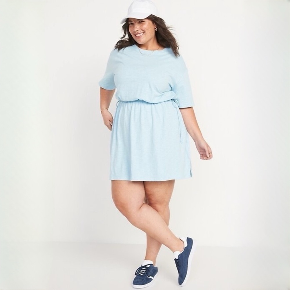 Old Navy Oatmeal Slub Knit Linen Blend Short Sleeve Mini T-Shirt Dress Size XXL